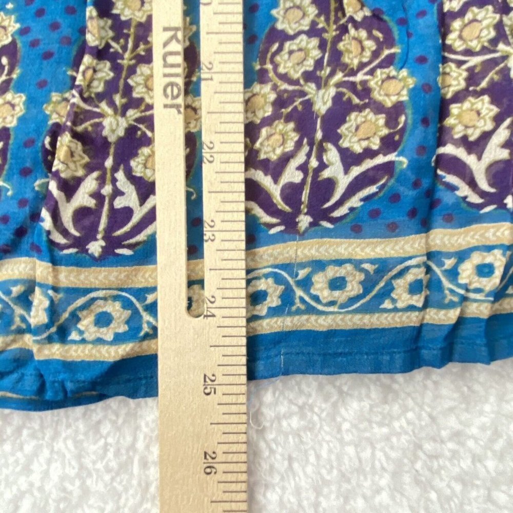 Lucky Brand Blouse Womens L Blue Purple Peasant Y2K Fairy Boho Festival‎ Artsy - Picture 14 of 16